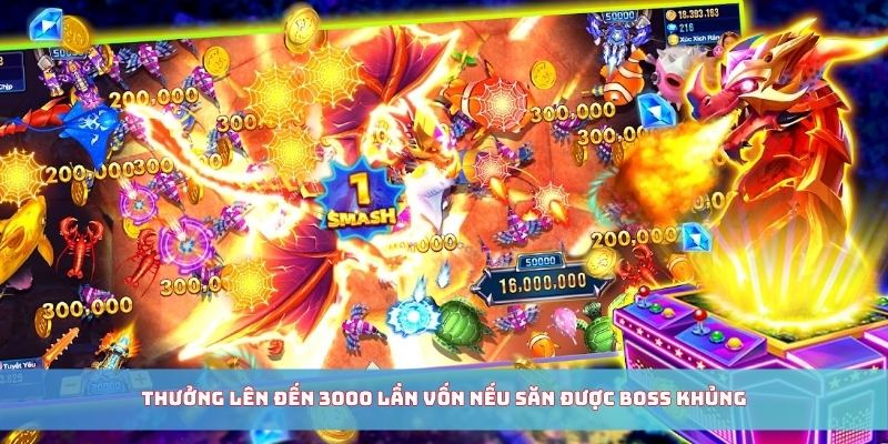 Thưởng đến 3000 lần vốn nếu săn boss khủng tại bắn cá U888